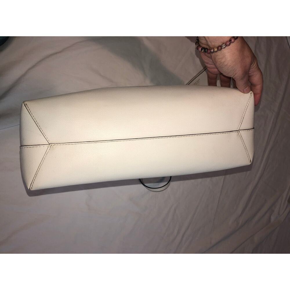 Kate Spade White Leather Tote Large Molly With Small Pouch Summer Bag Work - Picture 4 of 8